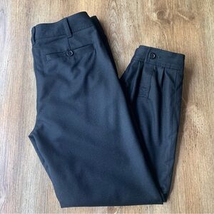 A.P.C. Japan Wool Tapered Cropped Pants XS Black Womens Button Detail